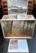 Peter Monks framed oil on canvas, plus various pictures and prints Inc. Sir William Russell Flint.