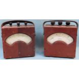 Two vintage mahogany cased Weir Electric Co. Ltd. Volts/Amperes testing set. Approx. 22 x 19 x