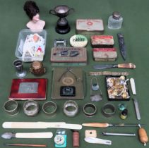 Interesting sundry items Inc. Volume - The Rape of The Lock, military buttons, tins and contents,