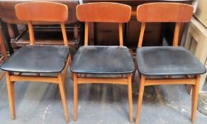 Set of three mid 20th century dining chairs All in appear in reasonable used condition, scuffs and