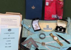 Sundries Inc. Masonic regalia, wristwatch cufflinks, bracelet, etc all used and unchecked