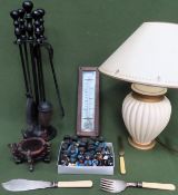 Sundries Inc. table lamp, Kelvin & James White oak themometer, Robertsons character figures,
