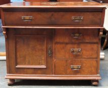 19th century walnut veneered secretaire style writing desk, fitted with drawers and cupboard doors