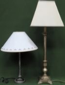 Two decorative 20th century table lamps with shades. Largest Approx. 84cms H appear reasonable
