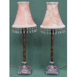 Pair of decorative bedside table lamps, with shades. Approx. 52cms H reasonable used condition