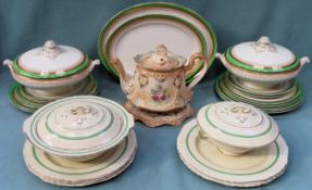 Quantity of gilded Art Deco style dinnerware, Adams & Co. teapot on stand, etc all used and