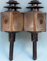 Pair of vintage carriage lamps. Approx. 44cms used condition with wear. not tested