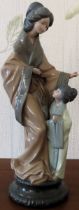 Large Nao glazed ceramic figure group depicting two Geishas. Approx. 39cms H reasonable used