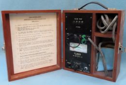 Vintage mahogany cased Clkare Instrument Co. N/E Loop Tester V133. Approx. 14 x 29 x 24cms used