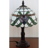 Tiffany style decorative table lamp with shade. Approx. 33cm H Reasonable used condition, not tested
