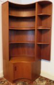 G-Plan mid 20th century teak open corner cabinet. Approx. 198 x 135cms reasonable used with
