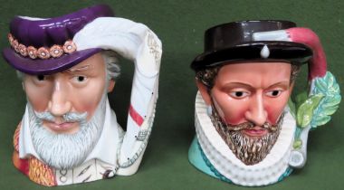 Two Franklin Porcelain ceramic character jugs, from The Maritime Trust - Sir Walter Raleigh & Sir