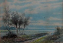 H. Hulk Junior - Framed watercolour depicting a countryside scene. Approx. 17.5 x 24.5cms reasonable