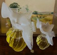 LARGE LALIQUE PERFUME BOTTLE PLUS ANOTHER WITH SMALL CHIP TO TAIL, LARGER BOTTLE APPROX 31cm