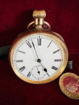 GOLD PLATED TOP-WIND POCKET WATCH