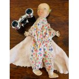 GLOVE PUPPET "POLLY PIGTAIL", PLUS SMALL PAIR OF OPERA GLASSES