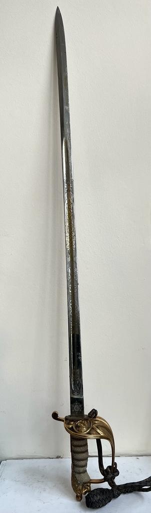 WORLD WAR II NAVAL MILITARY DRESS SWORD WITH SCABBARD, BLADE APPROX 31in LONG - Image 6 of 6