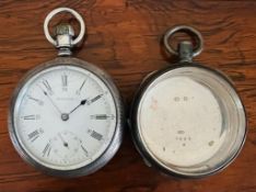 SILVER PLATED WALTHAM POCKET WATCH AND ANOTHER WATCH CASE