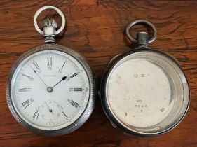 SILVER PLATED WALTHAM POCKET WATCH AND ANOTHER WATCH CASE