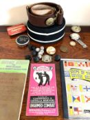 QUANTITY OF BOYS BRIGATE MEMORABILIA, HAT BELT, VARIOUS BUTTONS AND ARMY TRAINING MANUALS