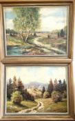 W. BEHLAW & F. WOLNUM? MATCHED PAIR OF MID 20TH CENTURY OIL LAID ON BOARDS, RURAL ASPECTS
