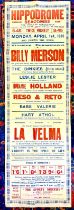 HIPPODROME SEACOMBE THEATRE POSTER, APPROX 89 x 28.5cm