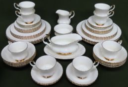 Quantity of Royal Albert Val D'or gilded dinnerware. Approx. 50+ pieces all used unchecked appears