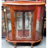 Art Deco style walnut veneered single door glazed display cabinet. Approx. 115 x 103 x 36cms used