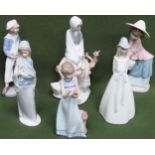 Quantity of Lladro glazed ceramic figures all used and unchecked