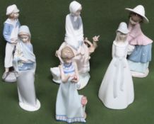 Quantity of Lladro glazed ceramic figures all used and unchecked