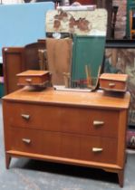 Art Deco style light oak dressing table. Approx. 155 x 107 x 49cms reasonable used condition with