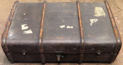 Vintage travel trunk. Approx. 33cm H x 90cm W x 56cm D Used condition, wear and tear