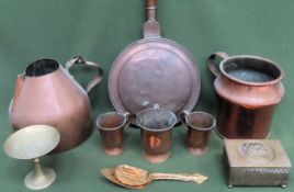 Various copper and brass Inc. bedwarmer, tankards, box, etc all used and unchecked