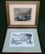 Pencil signed Artists Proof monochrome etching, by Rendall. Also colour engraving of Ragusa,