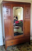 Early 20th century mahogany single door mirrored wardrobe. Approx. 199cm H X 122cm W x 60cm D