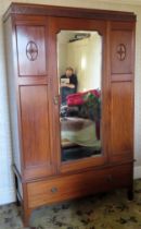 Early 20th century mahogany single door mirrored wardrobe. Approx. 199cm H X 122cm W x 60cm D