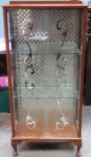 Art Deco style walnut veneered two door glazed display cabinet. Approx. 118 x 57 x 26cms