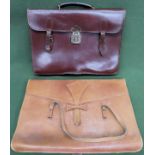 vintage leather briefcase plus music case reasonable used condition with wear due to age
