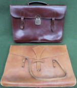 vintage leather briefcase plus music case reasonable used condition with wear due to age