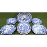 Various Blue and White china including Willow Pattern, Wedgwood. Approx. 20+ pieces All in used