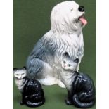 Large Beswick 'Dulux' dog. No. 2232. Also two Beswick ceramic cats dog has chip to underside of