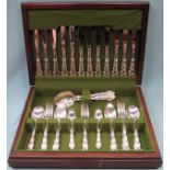 Wooden cased vintage canteen of Kings/Queens pattern Community silver plated cutlery reasonable used