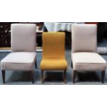 Three various 20th century upholstered low seated nursing chairs all reasonable used condition minor