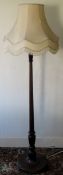 Mahogany standard lamp. Approx. 92cm H Used condition, not tested for working, shade is stained