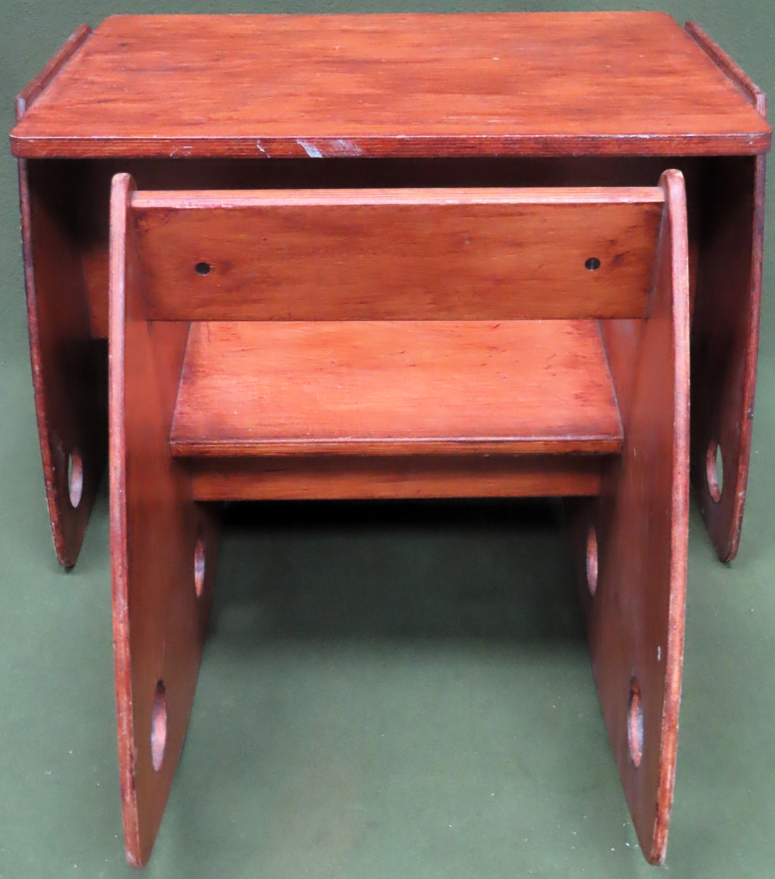 Decorative child's Russian style wooden school desk with matching rocking chair. Table Approx. 44 - Image 2 of 2