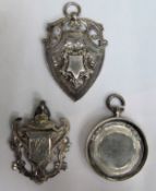 Three hallmarked silver fobs. Total Weight. 13.2g