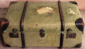 Vintage "Flekite" fitted travel trunk. Approx. 34cm H x 77cm W x 49cm D Used condition, wear and