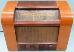 Vintage Art Deco style walnut veneered Marconi radio used not tested