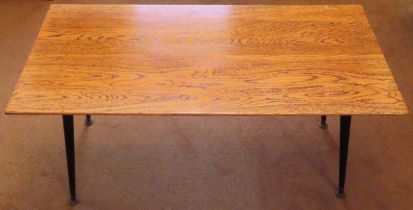 1970's oak topped coffee table. Approx. 40 x 89 x 41cms reasonable used condition minor scuffs and