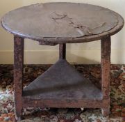 19th century Cricket table. Approx. 69cm H x 76cm Diameter Used and well worn condition